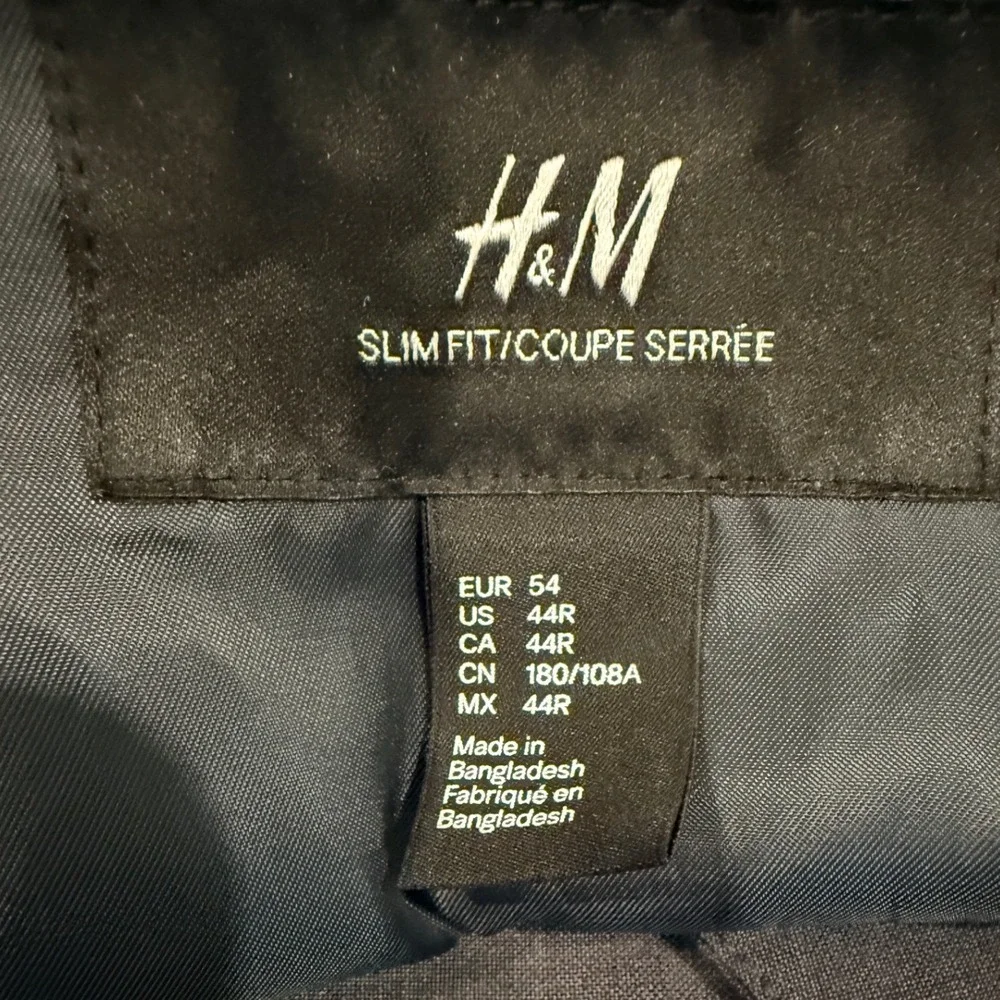 H&M Slim Fit Suit Vest Mens 42R Charcoal Grey 5-Button Waistcoat Business Casual